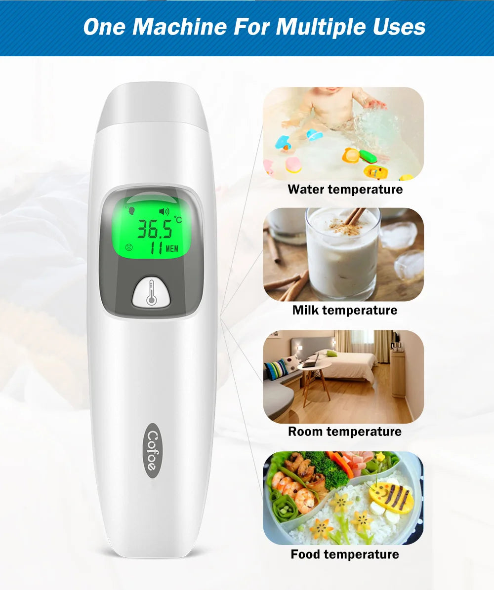 Cofoe Digital Infrared Thermometer Forehead Ear Non-Contact medical Termometro LCD Body Fever Baby/Adult Temperature measure