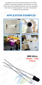 F3 3MM 940nm LEDs infrared emitter and IR receiver diodes each 5pcs Infrared to tube For arduino