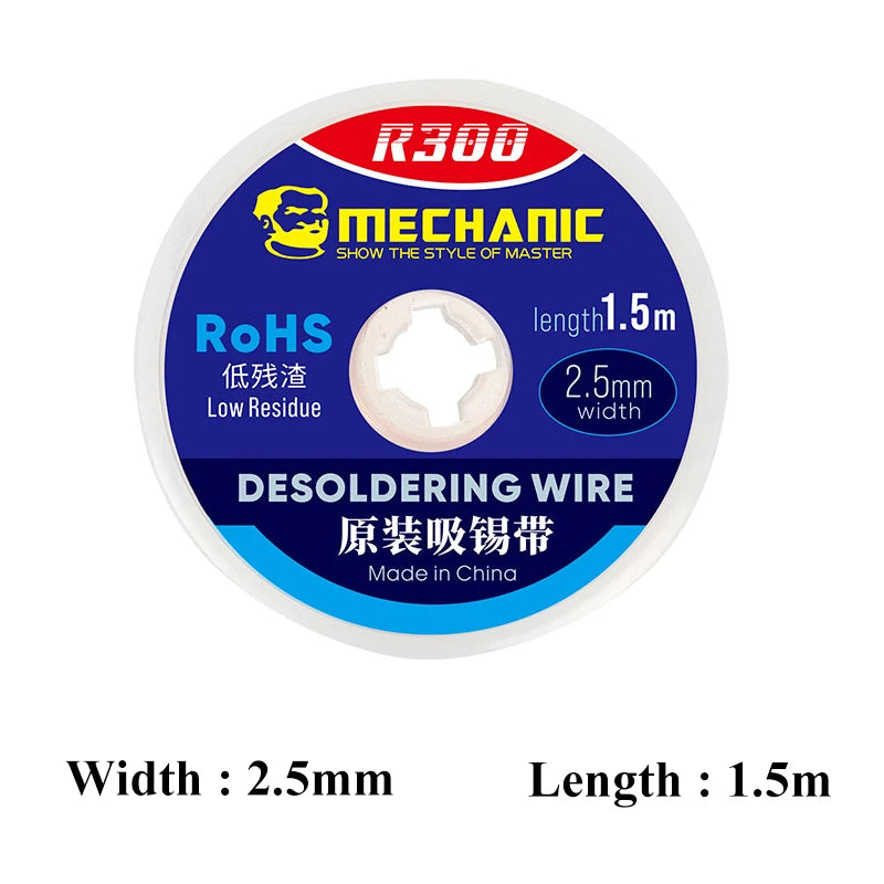 5pcs/lot MECHANIC Desoldering Braid 1.0/1.5/2.0/2.5/3.0/3.5/4.0mm 1.5M Length Welding Solder Remover Wick Wire BGA Repair Tools