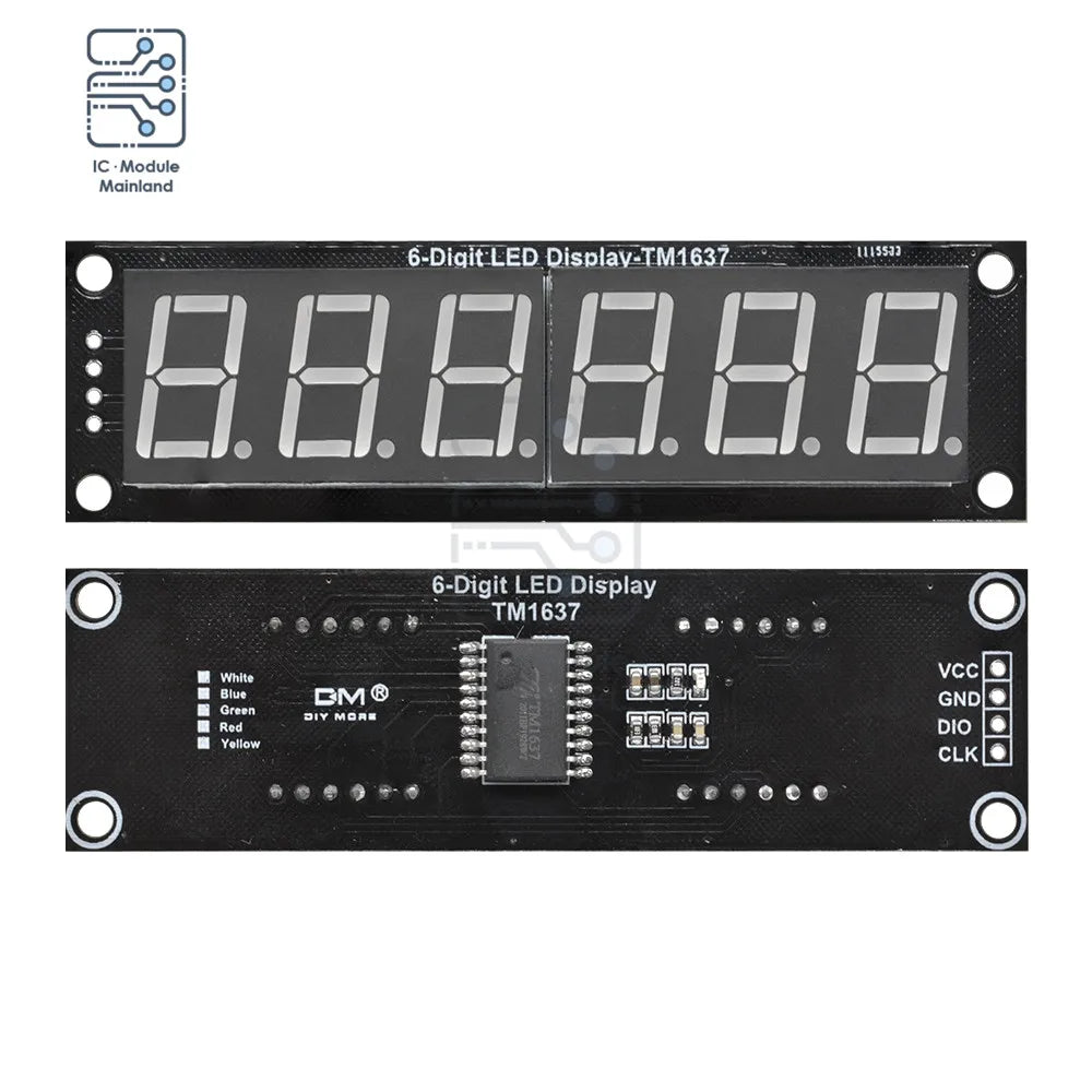 4/6-Digit 0.56 Inch 7 Segments Digital Tube Clock Module Double Dots LED Display TM1637 Blue Yellow White Green Red For Arduino