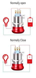 16/19/22mm stainless steel Emergency stop switch Push Button Switch latching 1NO1NC 2NO2NC Car button pin terminal 22JT/L.S.2K2B
