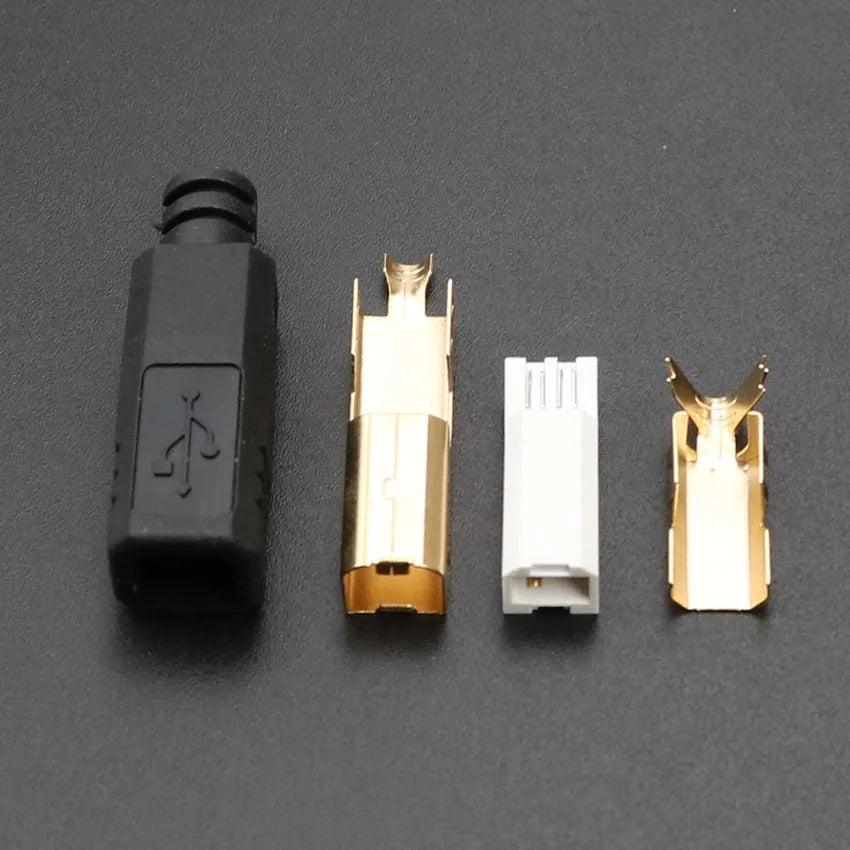 YuXi USB 2.0 B Type Male Four-piece DIY USB Connector DIY Soldering Printer Tail Charging USB Jack Port Plug