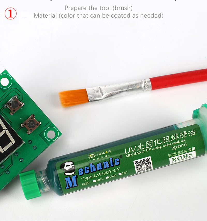 MECHANIC UV Solder Mask Ink Green/Blue/Black/Red/White Oil Welding Flux BGA PCB Circuit Board Paint Prevent Corrosive Arcing