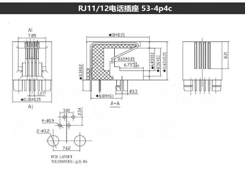 5/10pcs RJ11 Socket Curved Pin 95001 6P6C 6P4C 4P4C 8P8C Seat Phone Jack Female Head Socke Telephone Connector