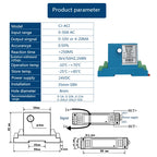 Ampere Transmitter 1A 5A 10A 15A 20A 30A 50A Current Transducer 0-10V 0-5V 4-20mA Output Din-Rail 8mm Perforation