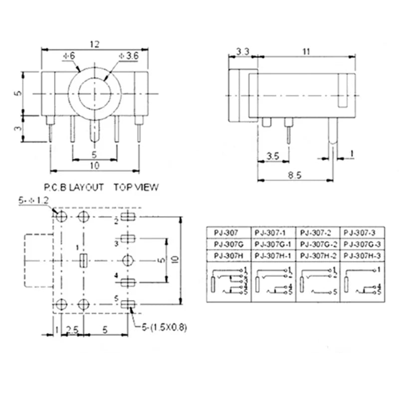 5PCS 3.5MM Headphone Jack Audio Video Female Dual Channel Stereo Jack Socket Stereo Solder Panel Mount PJ313 PJ320 PJ325 PJ326