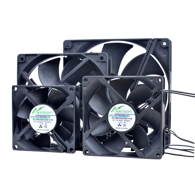 60mm 70mm 80mm 92mm 120mm 140mm Fan EC Brushless Cooling Fan AC 110V 120V 220V 240V for Cabinet Frequency Converter