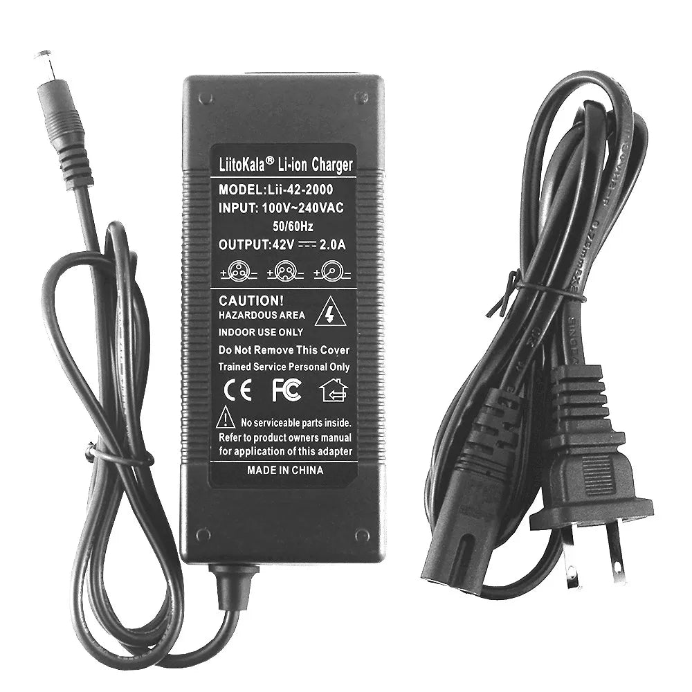 LiitoKala 10S 36V/42V 2A 18650 Charger 100-240V Input Lithium Li-ion Charger For 36V Electric Bike Wo-wheel Vehicle