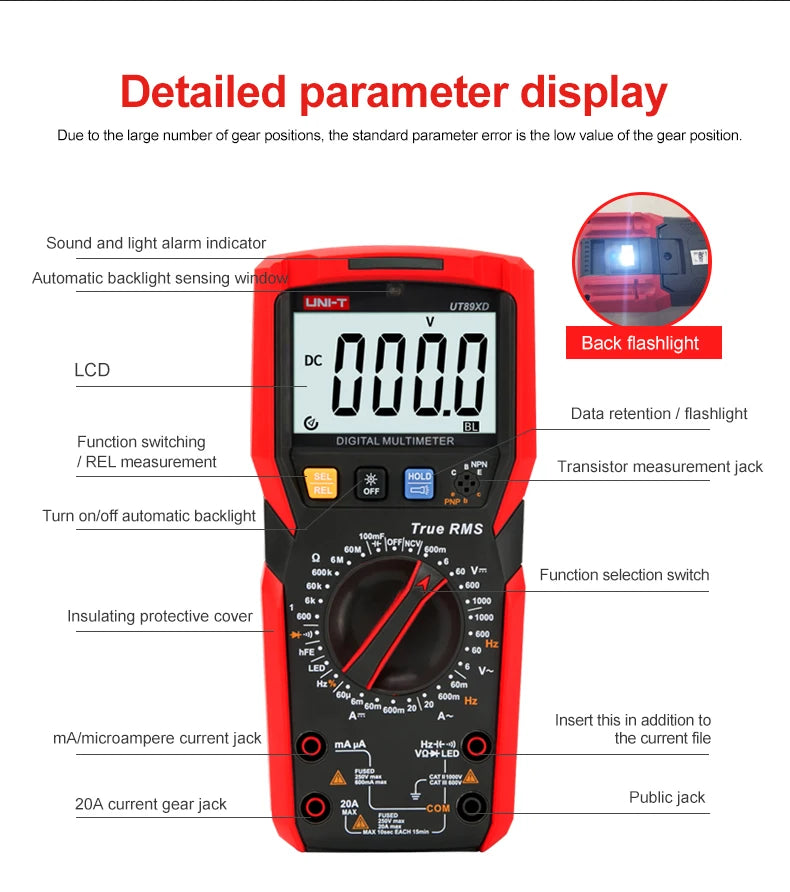 UNI-T Multimeter Professional UT890C UT890D+ UT89X UT89XD UT89XE UT60S UT60BT UT61B+ UT61D+ UT61E Plus Electrical Multi Meter