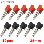 10pcs Test Metal Alligator Clip Plastic Handle Cable Lead Test Charging Clamp Metal Crocodile Clamp Length 50mm 35mm