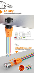 LANBOO LB16A Device Button Switch Chrome Plating/Aluminum Oxide Black/Optional 1NO1NC/5 Pin Latching/Momentary Optional