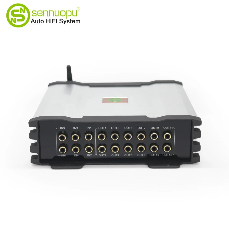 Sennuopu 12 Channels Digital Sound Processors DSP 8 Channels 50 Watts RMS Power Audio Amplifier with Bluetooth Player X812
