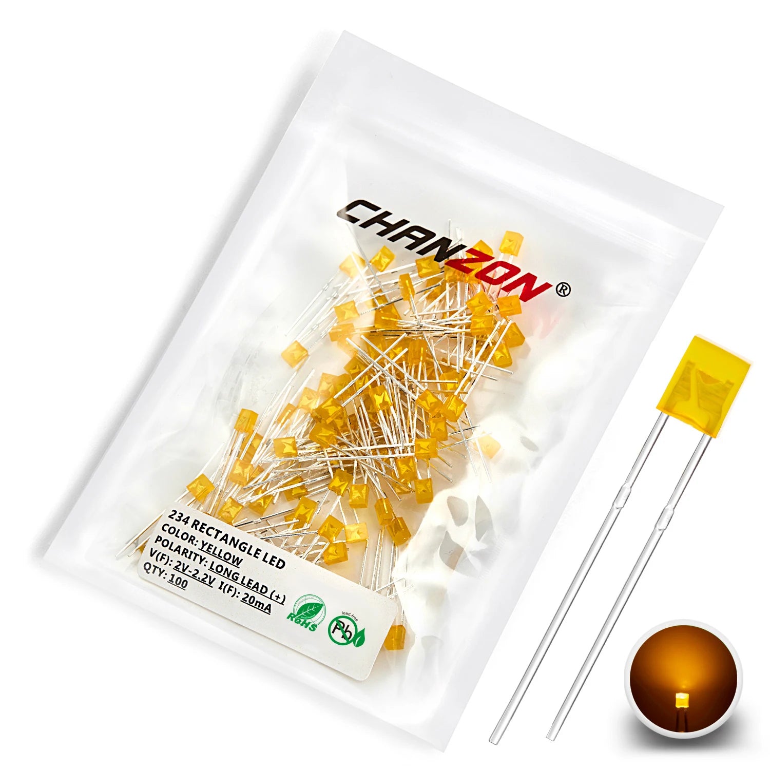 100Pcs 2x3x4 mm Square LED Diode White Red Green Blue Yellow Orange 2x3x4mm Rectangular Clear Diffused Lights Emitting DIY Lamp