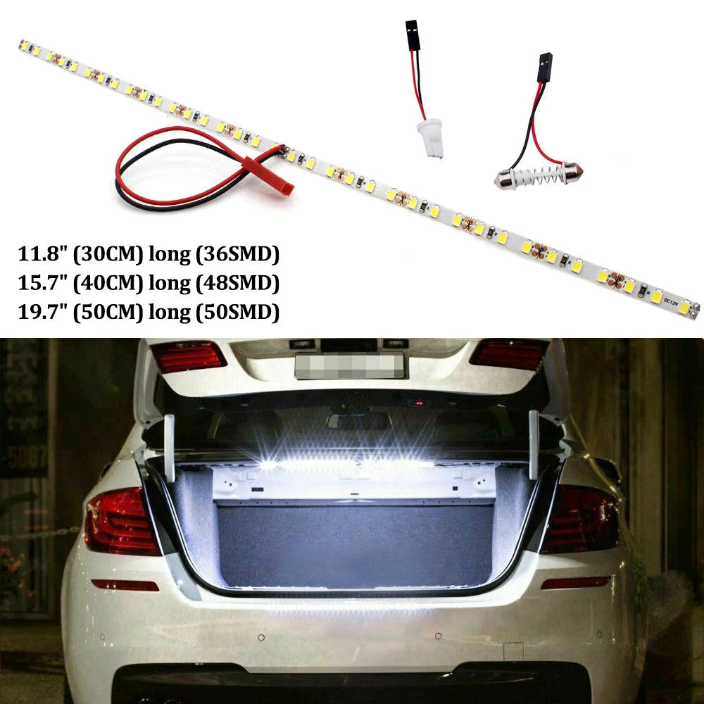 Super Bright HID White T10 LED Strip Light For Car Trunk Cargo Area or Interior Illumination White 6000K DIY W5W LED Lights Bar