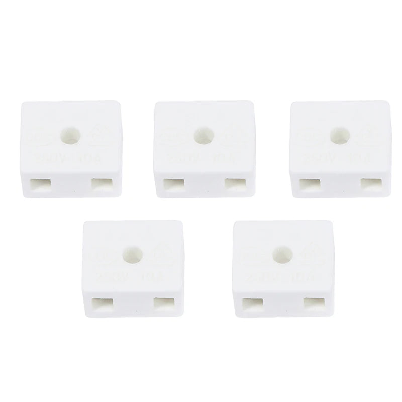 5PCS /Lot 2 Postion 5 Hole Ceramic Wiring Terminal Block High Frequency Porcelain Dual Row Wire Connector