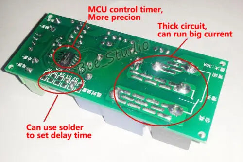DC12V Multifunction Delay Timing on/off Optocouple Relay Module 30A Switch Timer