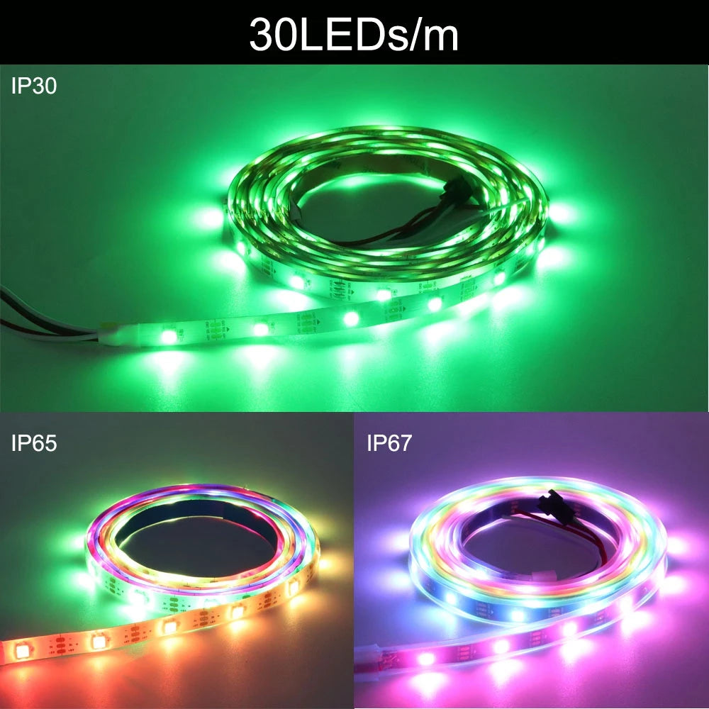SK6812 RGBW Led Strip Light 4 IN 1 Similar WS2812B 30 60 144 LEDs/m Individual Addressable RGBWW Led Lights IP30 65 67 DC5V