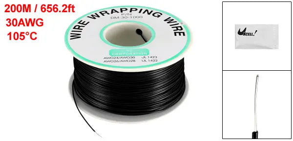 0.58mm Wire OD 200M 250M Electrical Wire Wrapping Wire Tin Plated Copper Wire PCB Solder Cable P/N DM-30-1000 30 AWG for Laptop