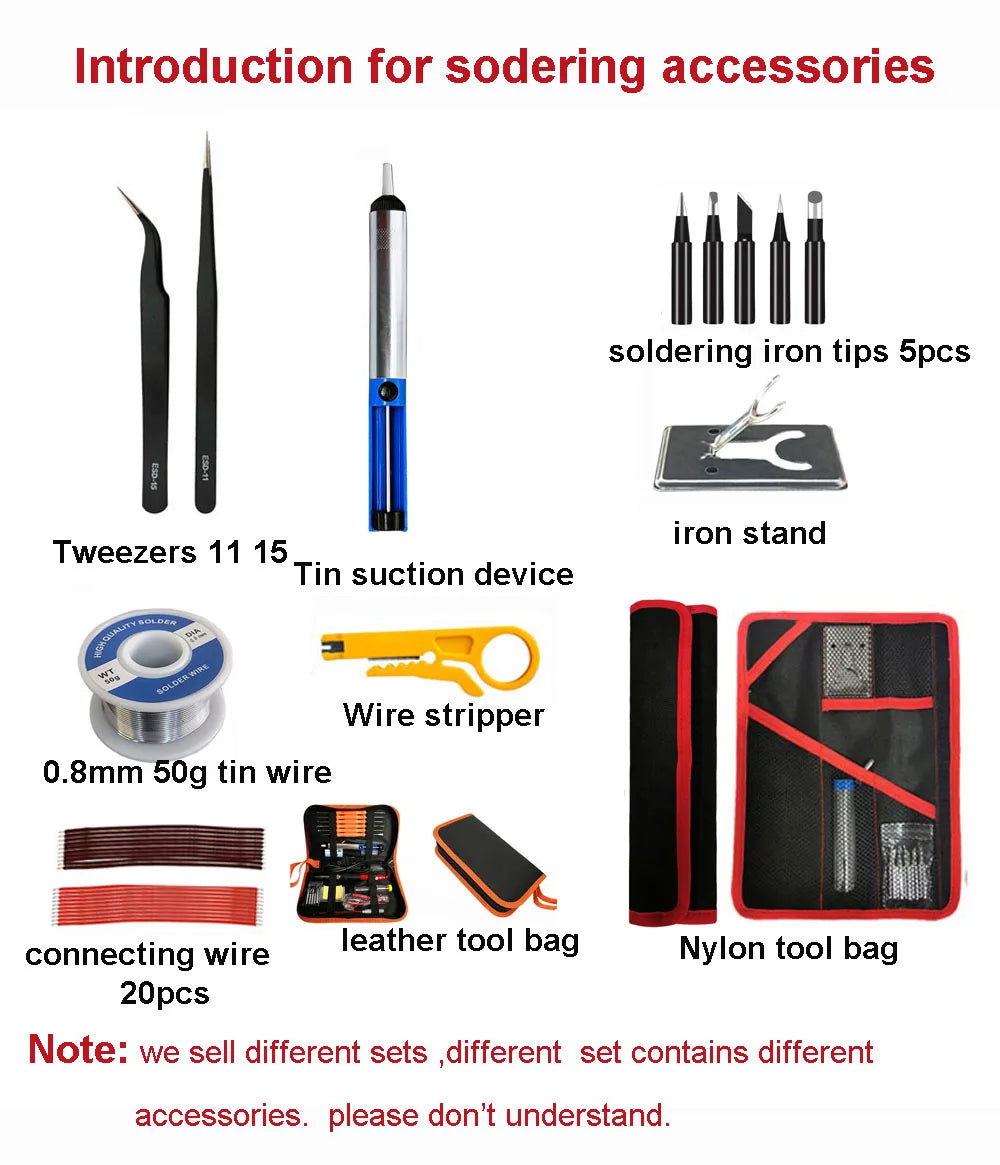 80W Digital Electric Soldering Iron Set Kit Temperature Adjustable 220V 110V  Ceramic Heater Soldering Tips Welding Tool  set