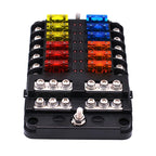 Universal 12 Ways 6 Ways Blade Fuse Block 12V 32V Car Fuse Holder Box Marine Auto Fuse Connector Switch With LED Indicator Light