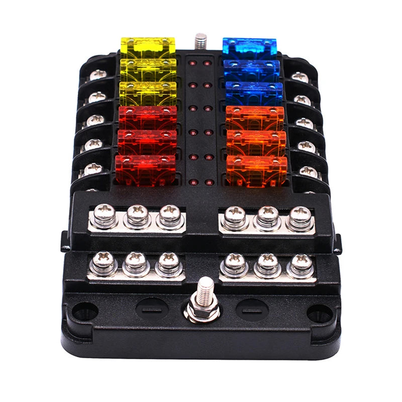 Universal 12 Ways 6 Ways Blade Fuse Block 12V 32V Car Fuse Holder Box Marine Auto Fuse Connector Switch With LED Indicator Light