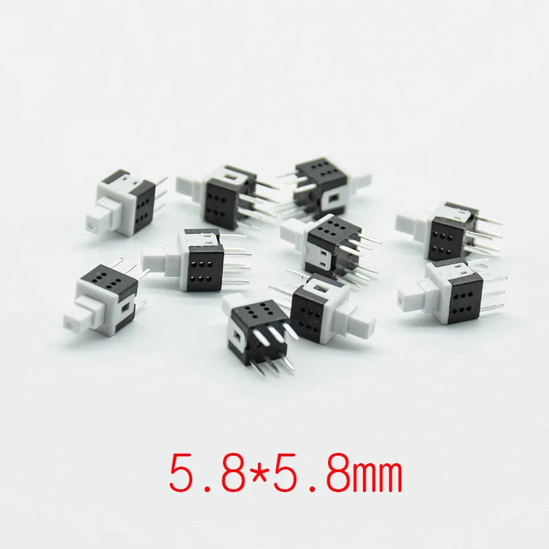 10pcs 5.8*5.8 Self-locking/reset PCB Keyboard Micro Switch Push Tactile Power Self lock On/Off Latching Switch 6pin mini 12V0.1A