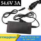 54.6V 3A Electric Bike Lithium Battery Charger for 48V Lithium Battery Pack 3 Pin GX16 Connector