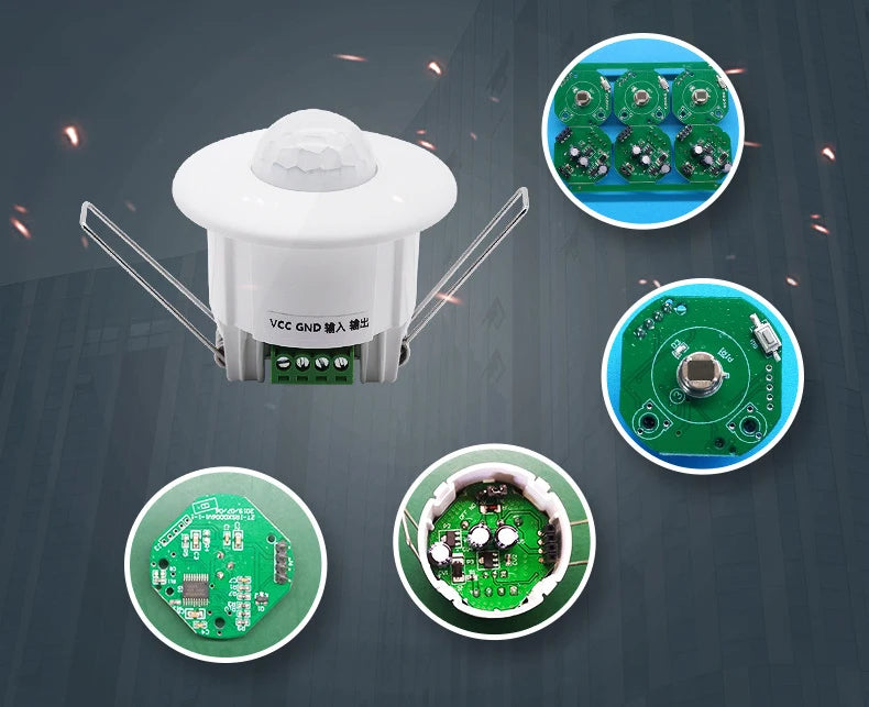 New Reed Switch Signal Switch Silent Dry Contact 12V-24V Ceiling Mini Embedded Infrared Human Body Motion Sensor Switch