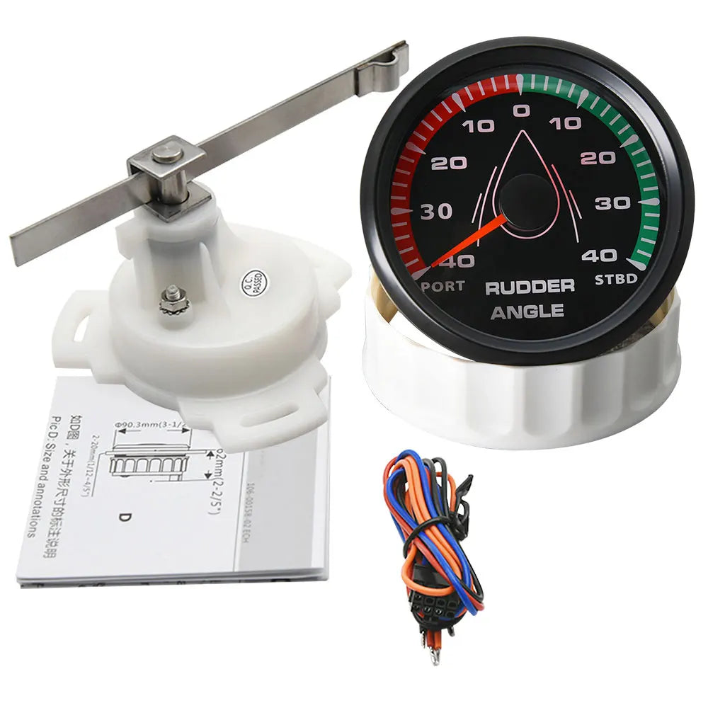 12V/24V STBD PORT Rudder Angle Meter 85mm Rudder Angle Indicator with 0-190 ohm Rudder Angle Sensor 7 Color Backlight Customized