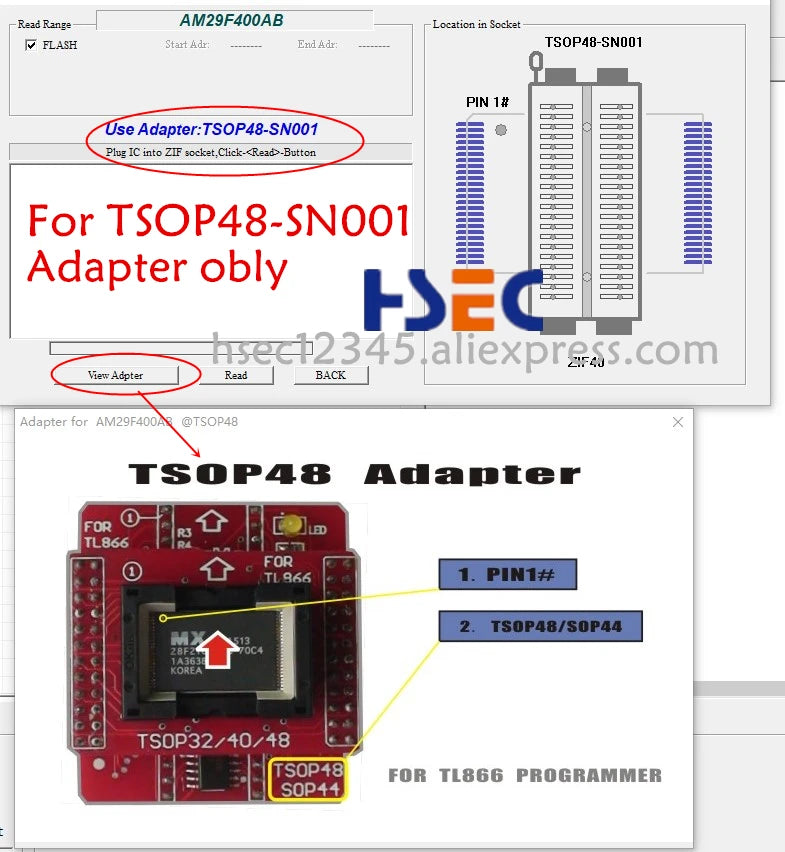 Original TSOP48 adapter xgecu minipro TL866II plus universal tl866 nand flash programmer chips TSOP48 nand adapters socket