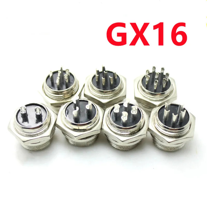 1/5Pcs GX16 2/3/4/5/6/7/8 Pin 16mm Circular Aviation Male Socket Plug Wire Panel Connector Adapter