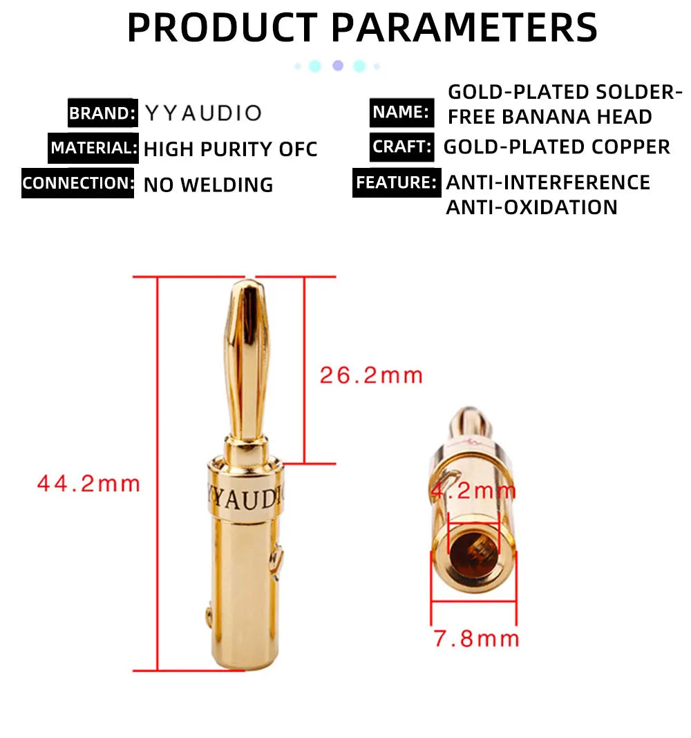 Banana Plug 4mm Alloy Gilding Banana Plugs for Speaker Cable Wire Banana Connector Adapter 8pcs Speaker Banana Plug Adapter