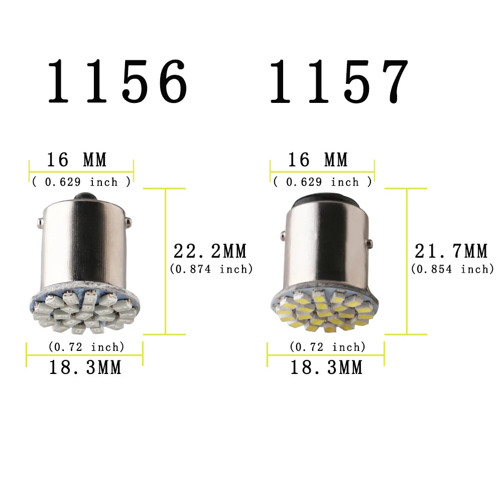 50pcs 12V 24V 1206 Led 22 SMD Bulbs P21W 1156 P21/5W 1157 BAY15D Car Backup Reverse Turn Brake Lights White Red Amber Blue green