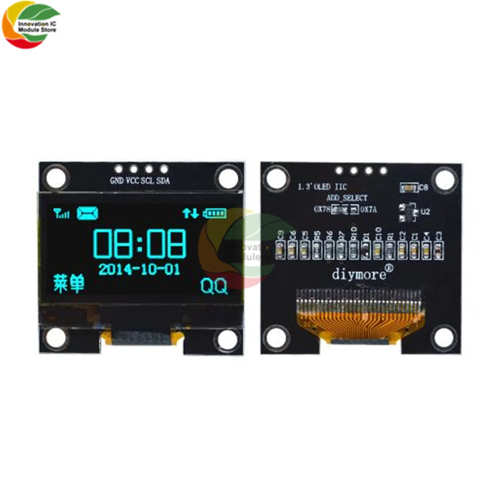 1-5PCS 1.3" IIC Digital OLED Display Module Serial 128x64 SSH1106 White Blue LCD LED Screen Board I2C Communicate for Arduino