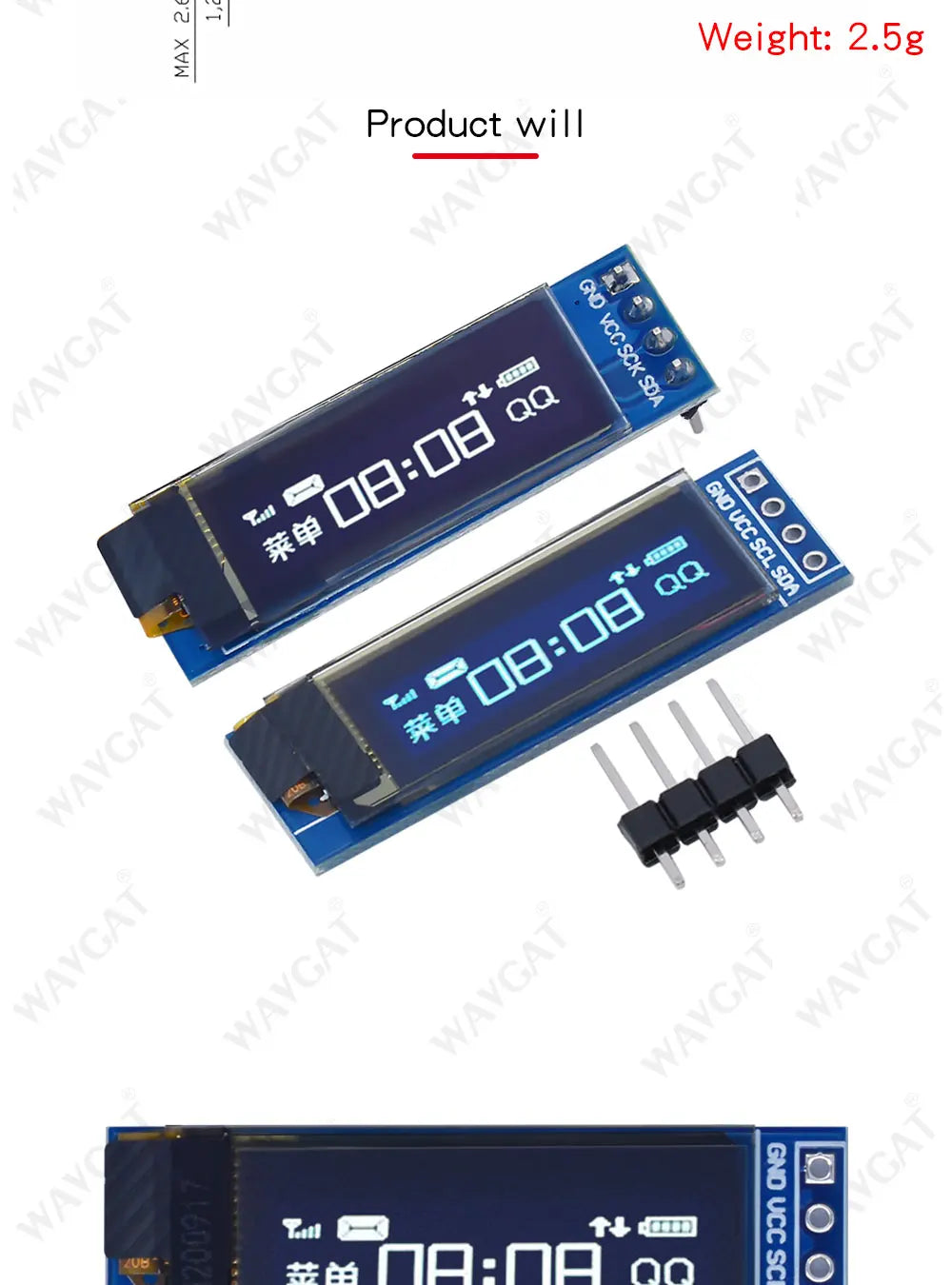 128x32 OLED Screen Module 0.91" Blue White LED LCD Display IIC I2C Communication Board