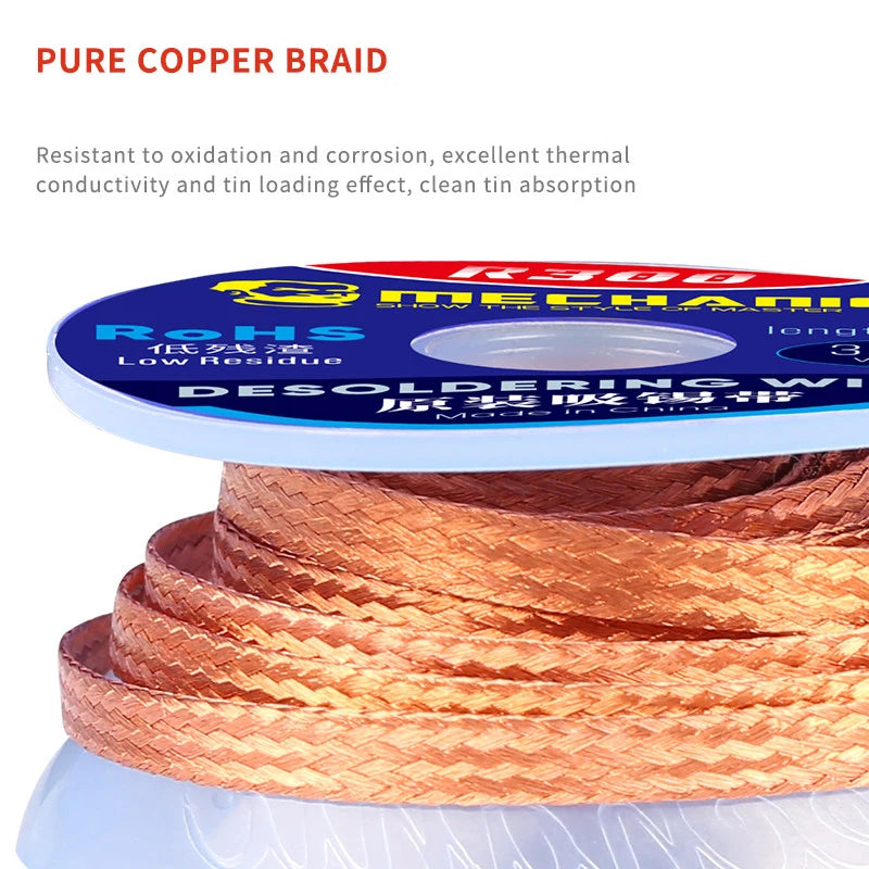 10pcs/Lot Mechanic Solder Wick Remover Desoldering Braid Wire Sucker Cable Wire 1.0/1.5/2.0/2.5/3.0/3.5/4.0mm Welding Accessory