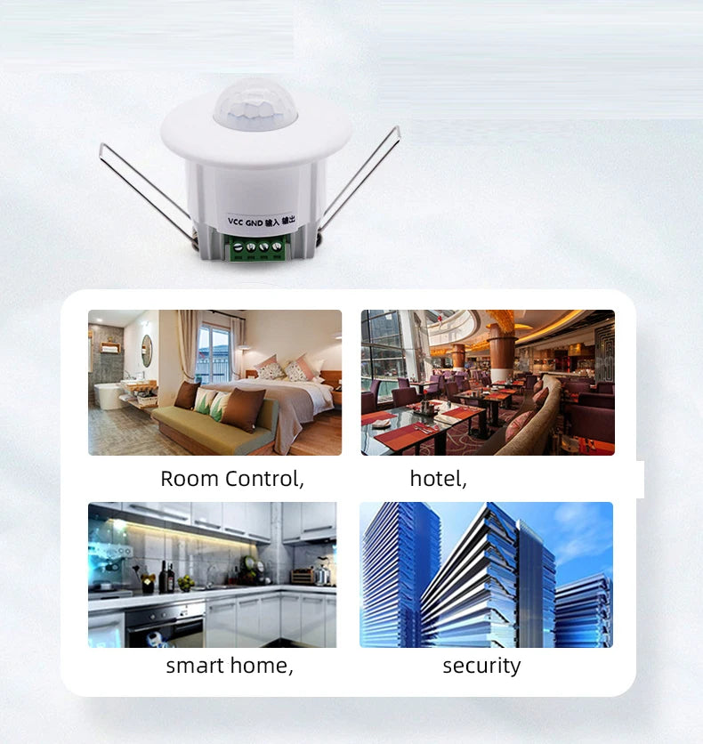 New Reed Switch Signal Switch Silent Dry Contact 12V-24V Ceiling Mini Embedded Infrared Human Body Motion Sensor Switch