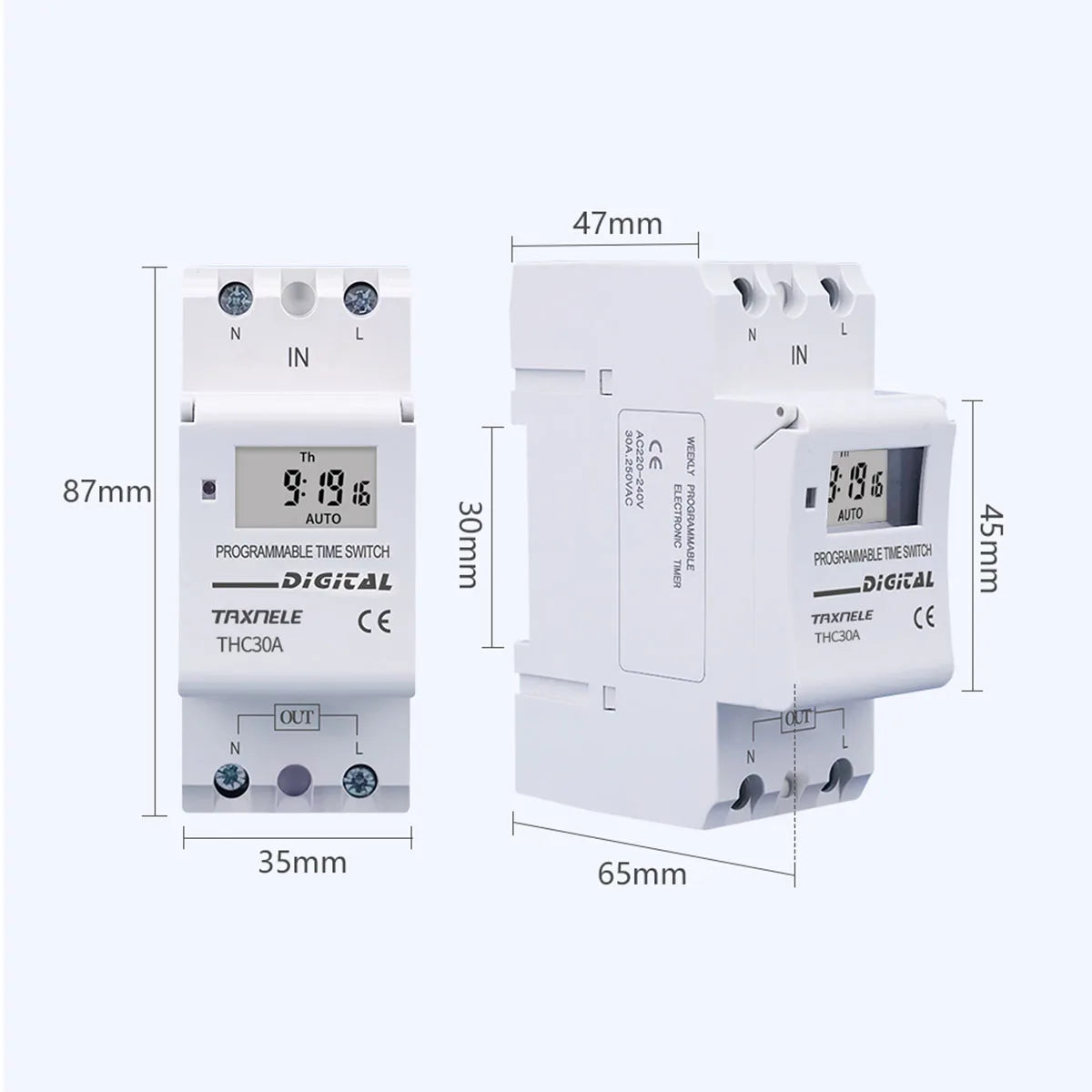 New Type Din Rail 2 Wire Weekly 7 Days Programmable Digital TIME SWITCH Relay Timer Control AC 220V 230V 12V 24V 48V 16A 30A