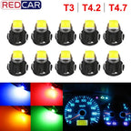 10pcs T3 LED 3030 SMD Led Bulb T4.2 T4.7 Indicator Light Bulb Car Dashboard Warning Indicator Light Instrument Lamp Auto Lamp