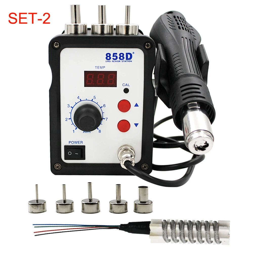 858D Rework Solder Station LED Digital Hot Air Heat Gun ESD Soldering Desoldering Station 700W Computer Phone Ultra-fast Heating