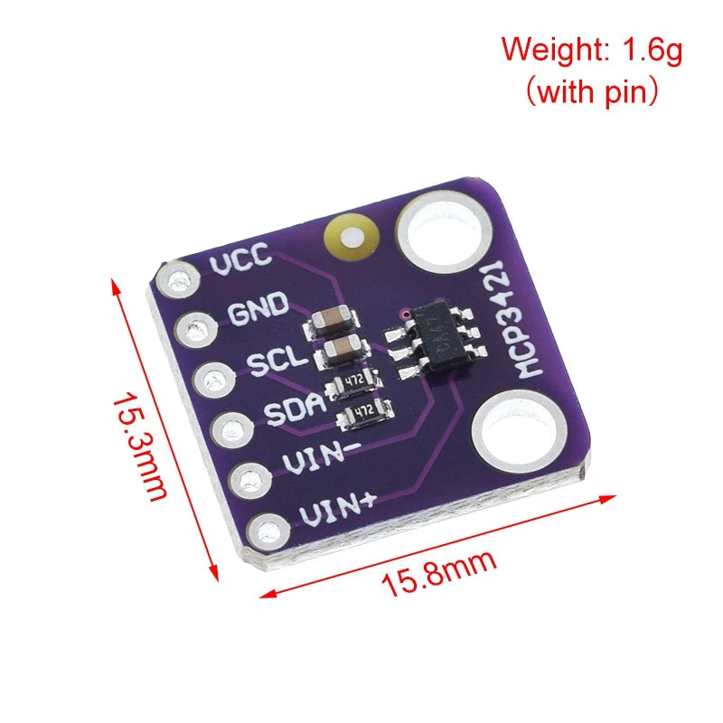 TZT 1/3PCS MCP3421 I2C Delta-sigma Evaluation Module Board For PICkit Serial Analyzer Module GY-MCP3421