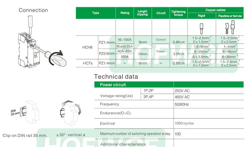HCH8s-63 Household AC Contactor 2P 40A 63A 2NO 2NC  1NO1NC DC24V AC110V AC220V Automatic  Contactor Din Rail Type 50Hz 60Hz