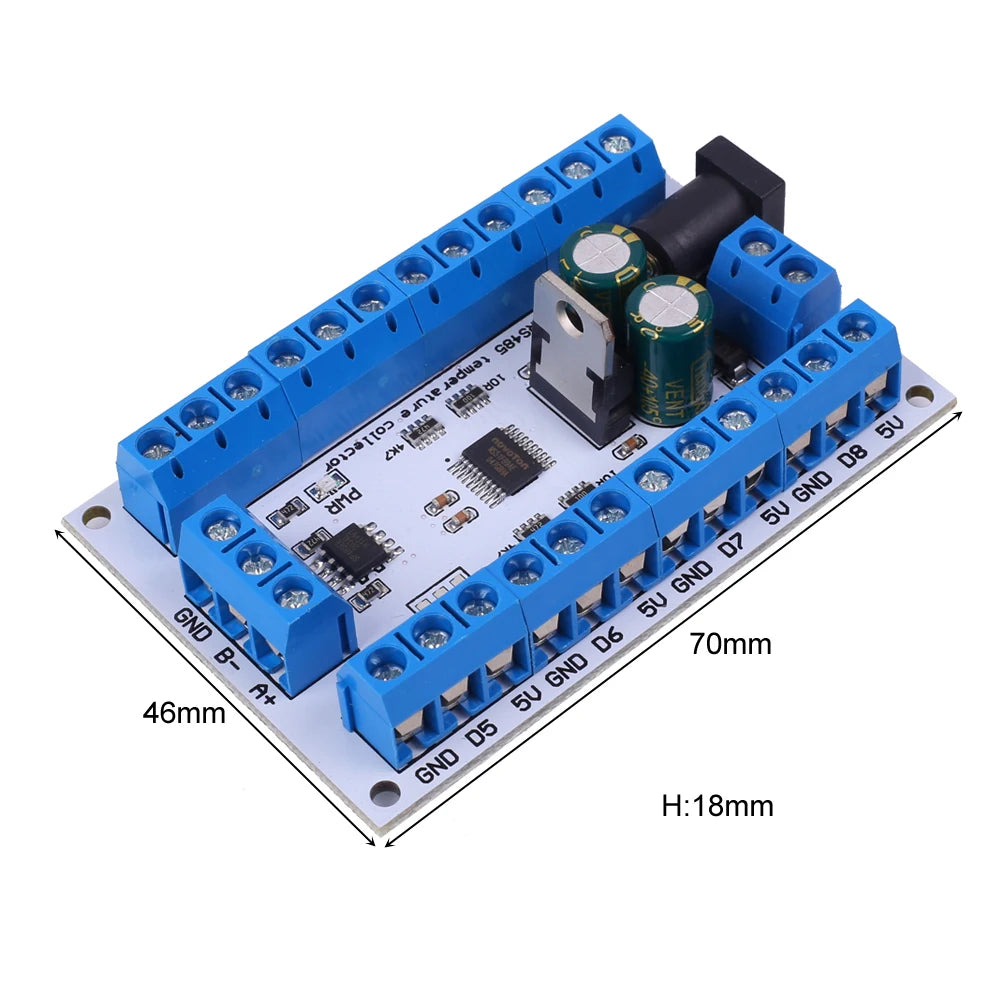 8CH Modbus RTU RS485 R4DCB08 Temperature Receiver Relay Module Temperature Acquisition Collector Paperless Recorder for PLC