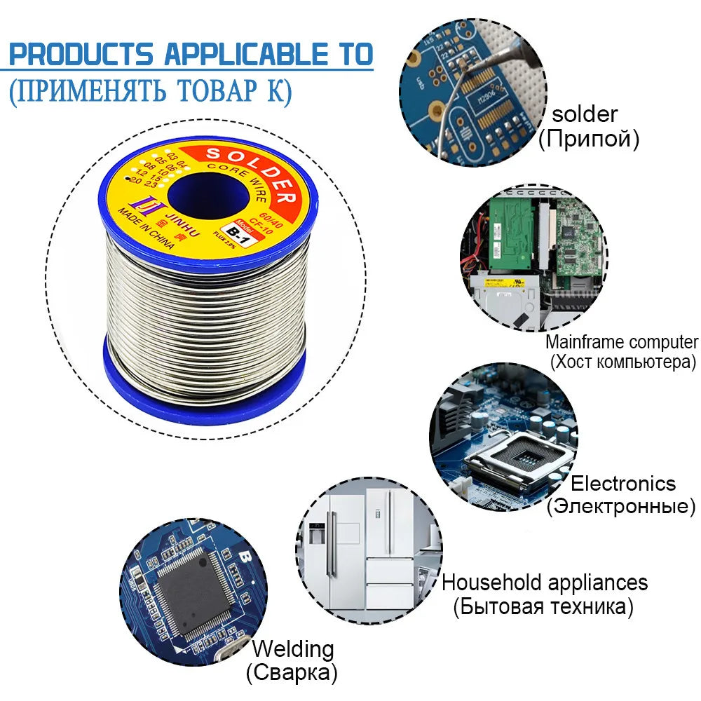 0.5/0.6/0.8/1.0/1.2/1.5/2.0mm 60/40 Welding Wire Roll 2% Rosin Flux Lead Tin Wire Rosin Solder Soldering Wire Roll 500g Wire