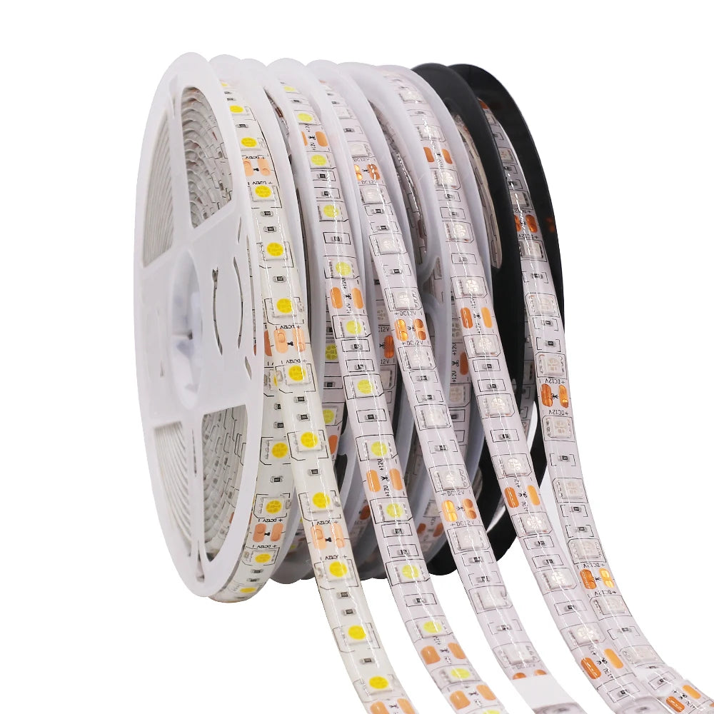 DC12V LED Strip 5050 5054 2835 120 240LEDs/M High Bright White Red Blue Pink Yellow RGB Flexible Ribbon Tape Light Lamp 5m