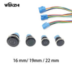 Black Metal Push Button Switch Start Stop 12/24/220V 16/19/22mm Connected LED Backlit Rocket Power Controller Momentary/Latching