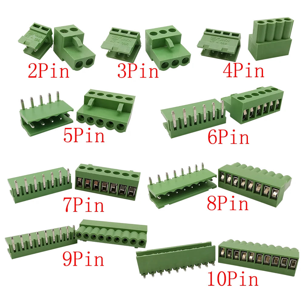 5Pairs KF2EDG 15EDG 3.5mm/3.81mm/3.96mm/5.08mm PCB Screw Terminal Block Connector Pin Header Socket Straight/Right Angle 2-12Pin