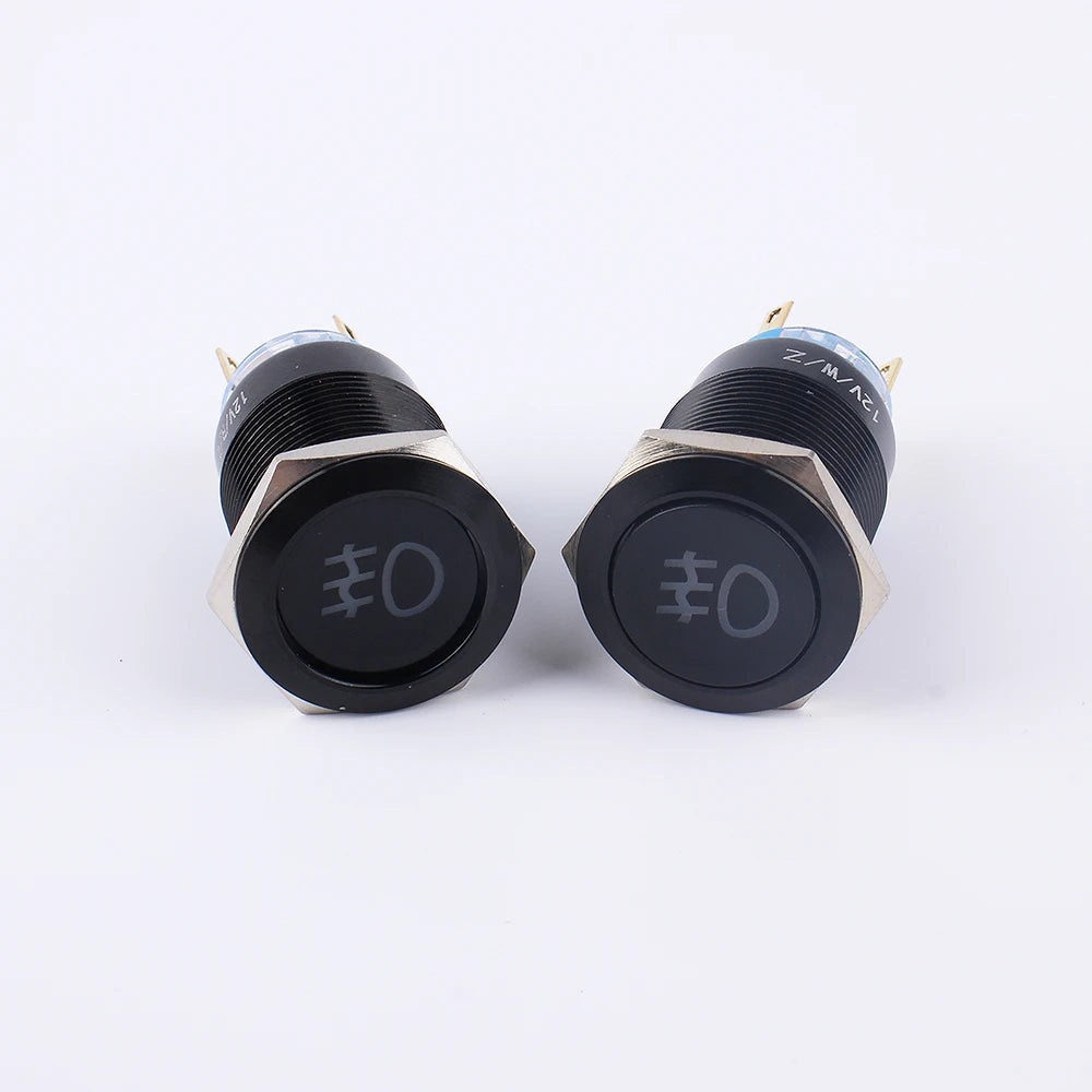 1PC Fog lamp LED Momentary Fixation locking waterproof 16mm 19mm Metal Push Button Switch 3V 5V 12V 24V 220V symbol customized