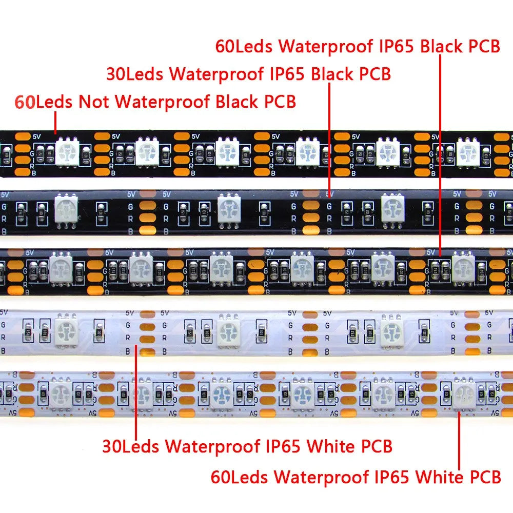 USB LED Strip Light 5V RGB Waterproof Black PCB 5050 0.5m 1m 2m 3m 4m 5m Led Strip Light Tape PC TV Backlight Remote Controller