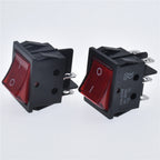 5pcs 30A 250V KCD2 KCD4 Rocker Switch DPST 4 Pin 6Pin Red Lighted 120V Rocker Toggle Switch ON Off Heavy Duty 22*29 High voltage
